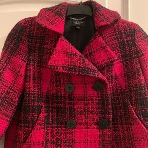 Tweed red and black Pea Coat